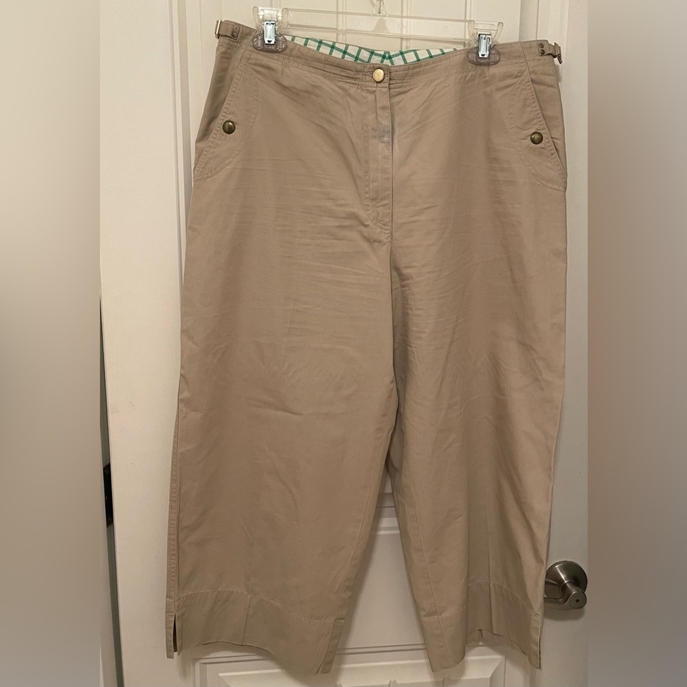 RALPH LAUREN WOMEN'S DRESS CAPRI PANTS GOLD Pebble SIZE 12 GREEN TAG Polo Match